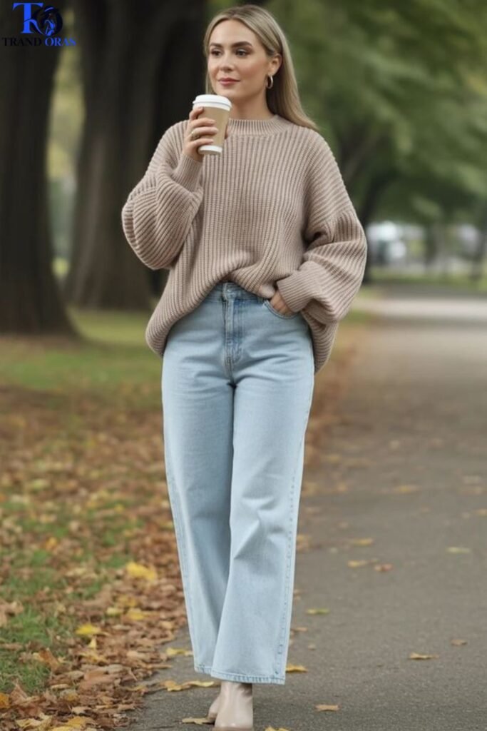 Oversized Sweater With Straight Leg Jeans
