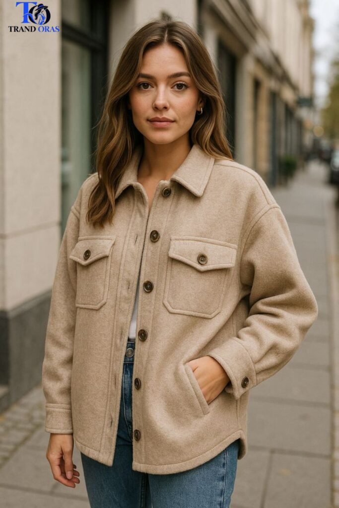 Wool Blend Overshirt as a Lightweight Jacket