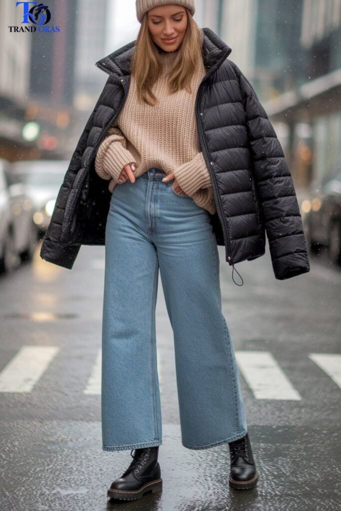 Relaxed Fit Denim With Casual Boots