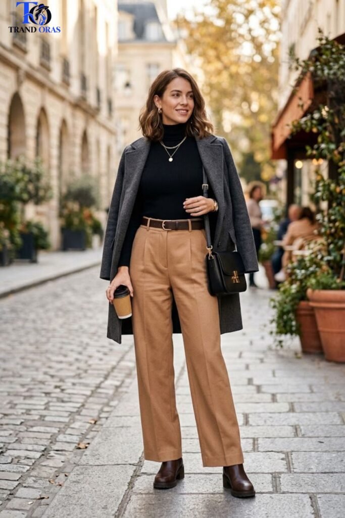 Turtleneck Bodysuit with High Waisted Trousers