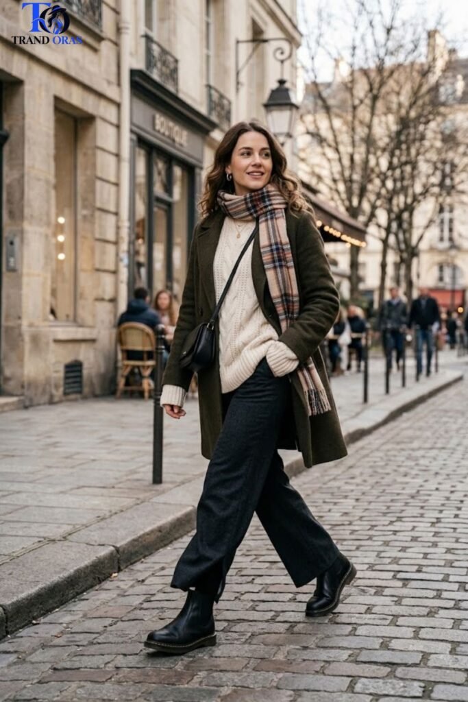 Base Layer Thermal Leggings Under Wide Leg Trousers