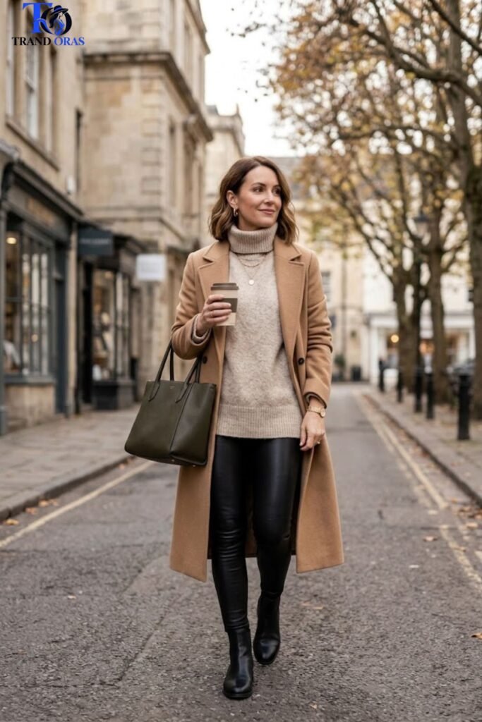 Faux Leather Leggings with an Oversized Sweater
