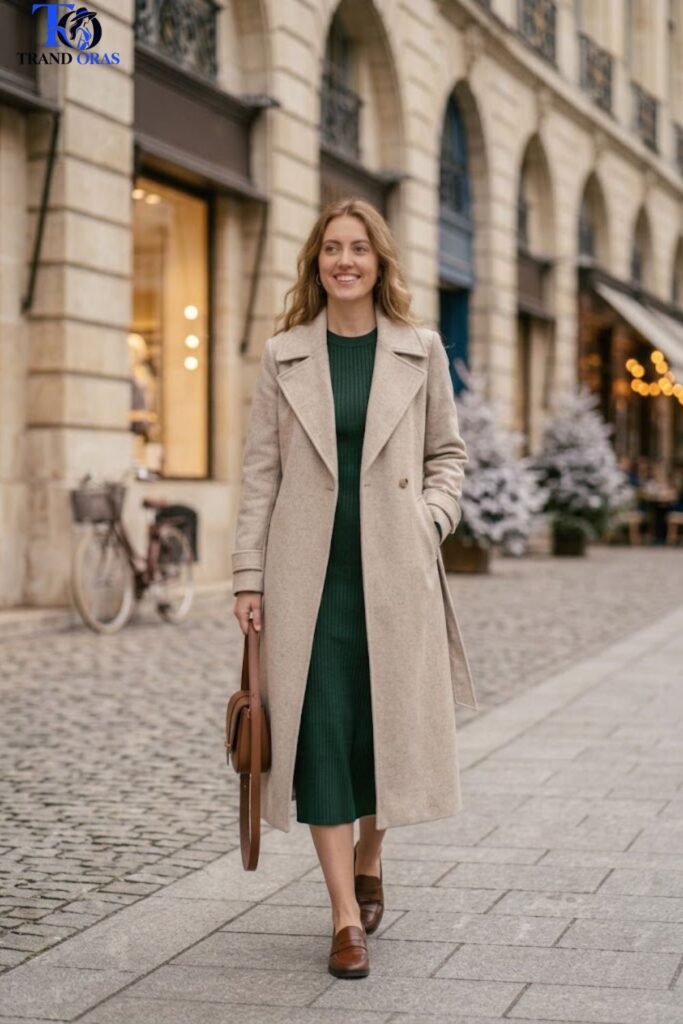 Knit Dress with a Structured Coat