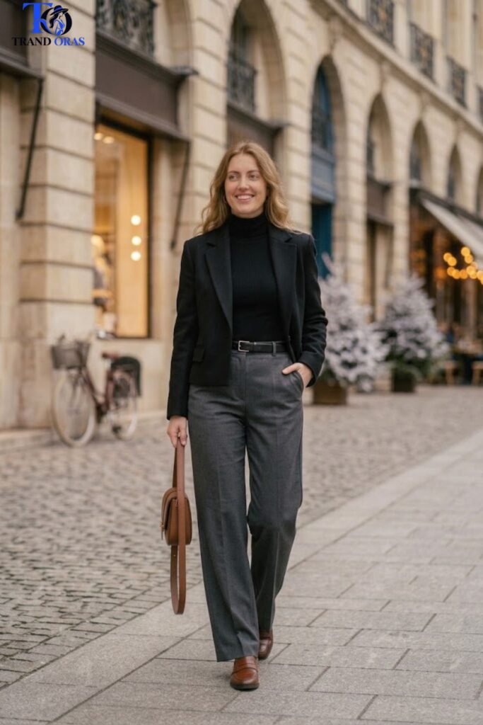 Turtleneck Bodysuit with Tailored Trousers