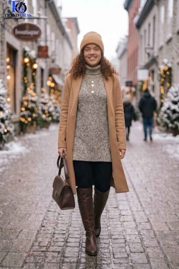 Ponte Knit Leggings with a Tunic Sweater