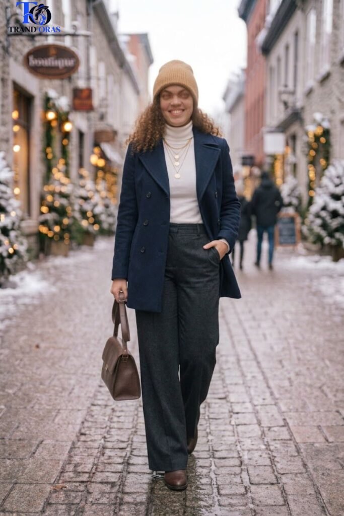 Wide Leg Trousers with a Structured Coat