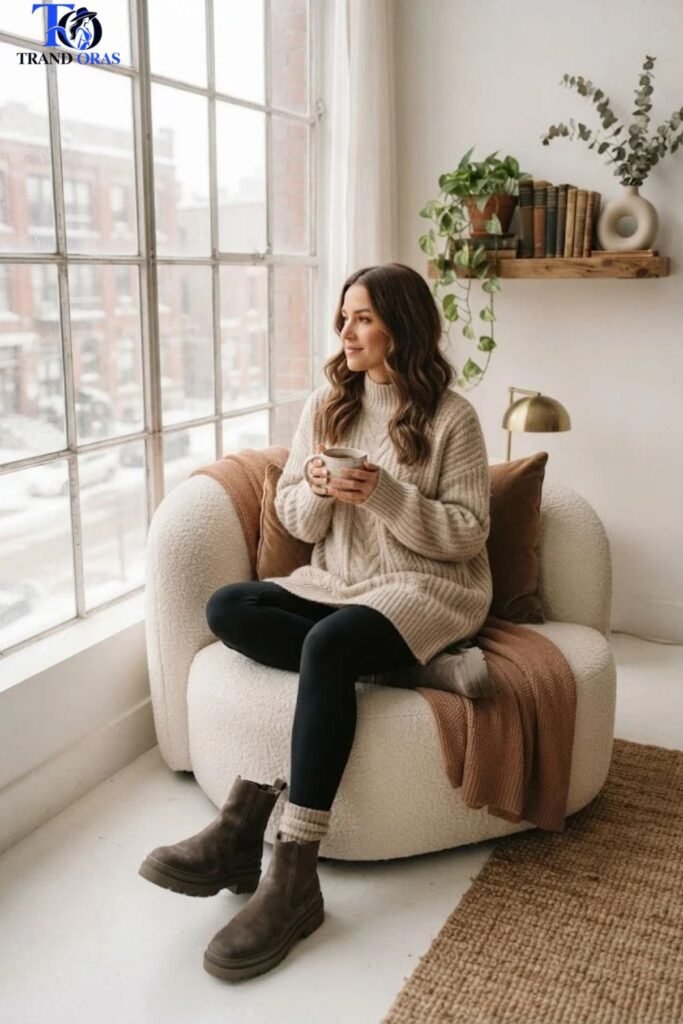 Fleece Lined Leggings With an Oversized Tunic Sweater