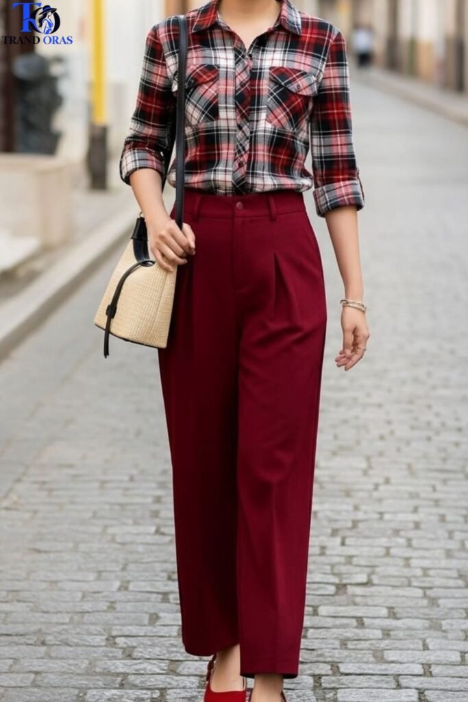 Plaid Shirt With Tailored Wool Trousers