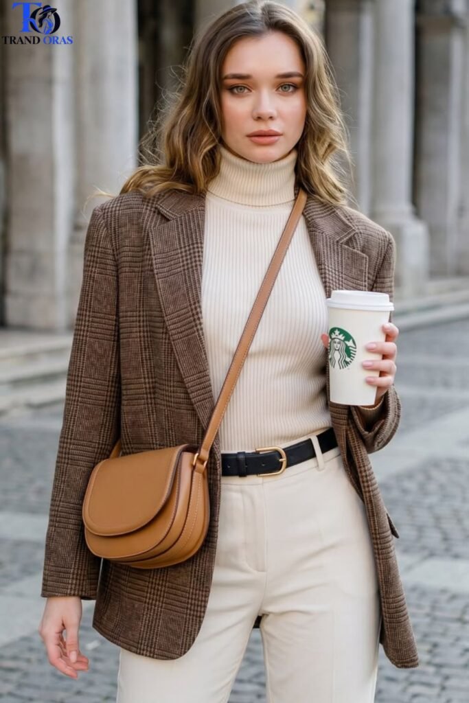 Blazer Layered Over a Turtleneck