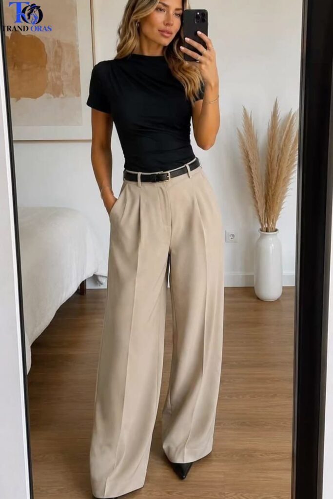 Wide Leg Trousers With a Fitted Top