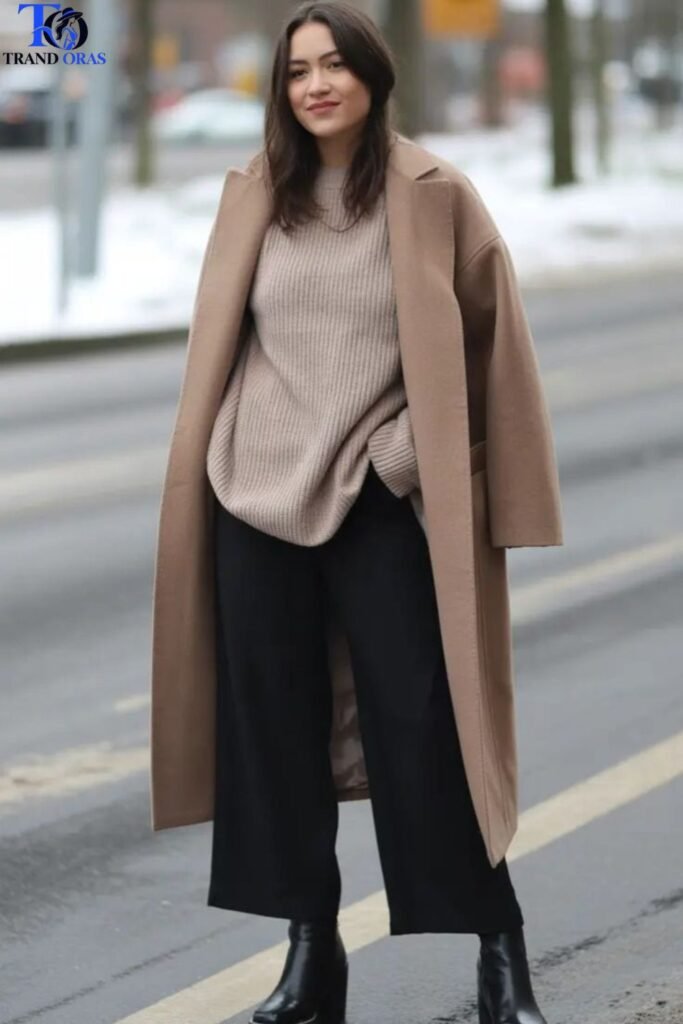 Wide Leg Trousers With Ankle Boots