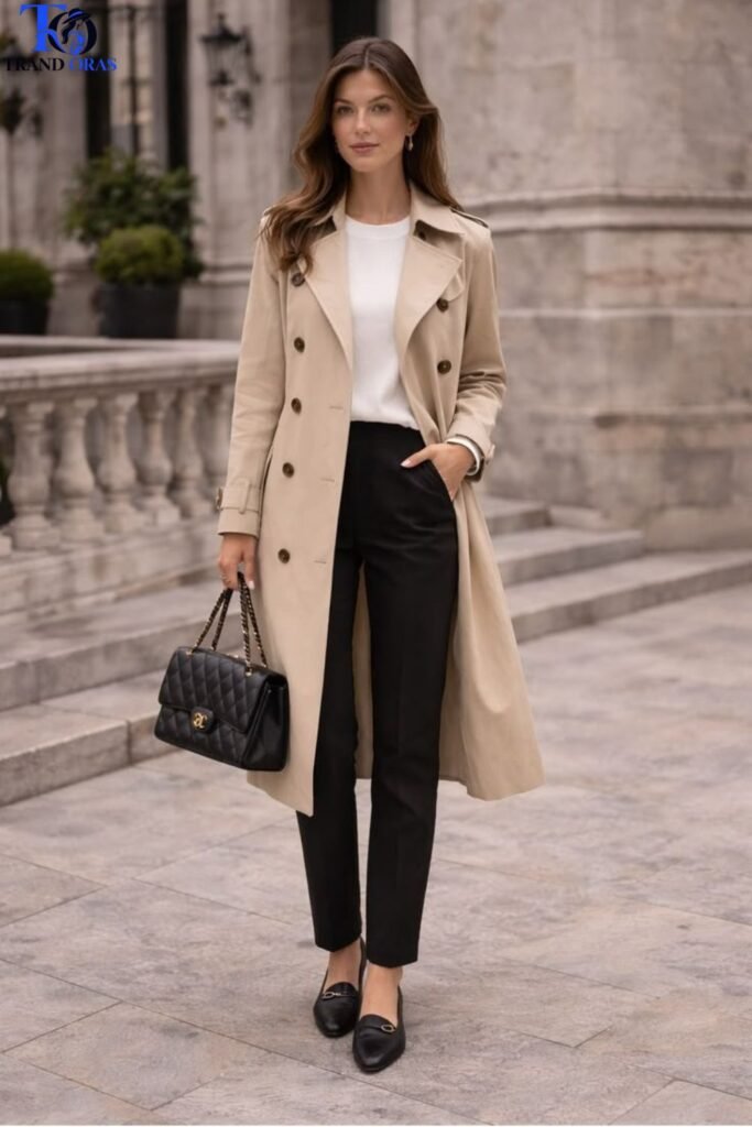 Structured Trench Coat Over Office Basics