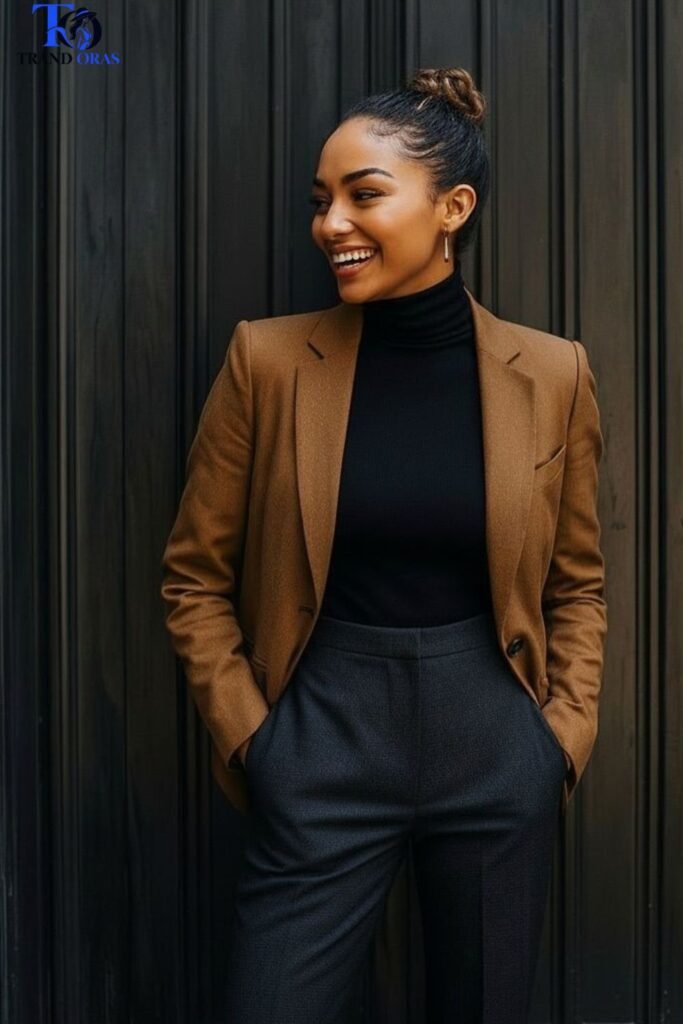 Wool Blazer with a Turtleneck
