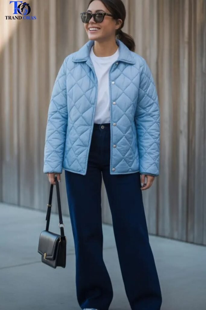 Quilted Jacket with Wide Leg Trousers
