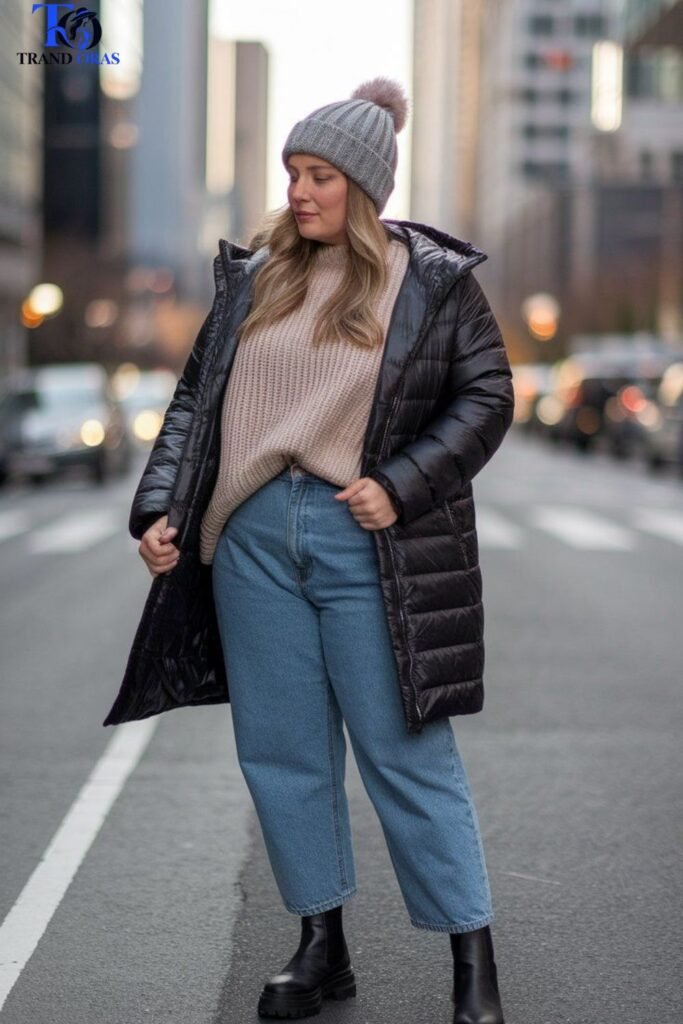 Oversized Sweater with a Puffer Coat