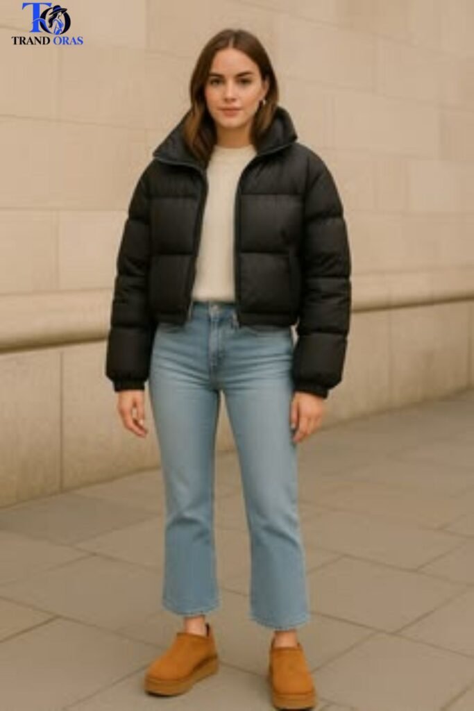 Platform Uggs With a Cropped Jacket